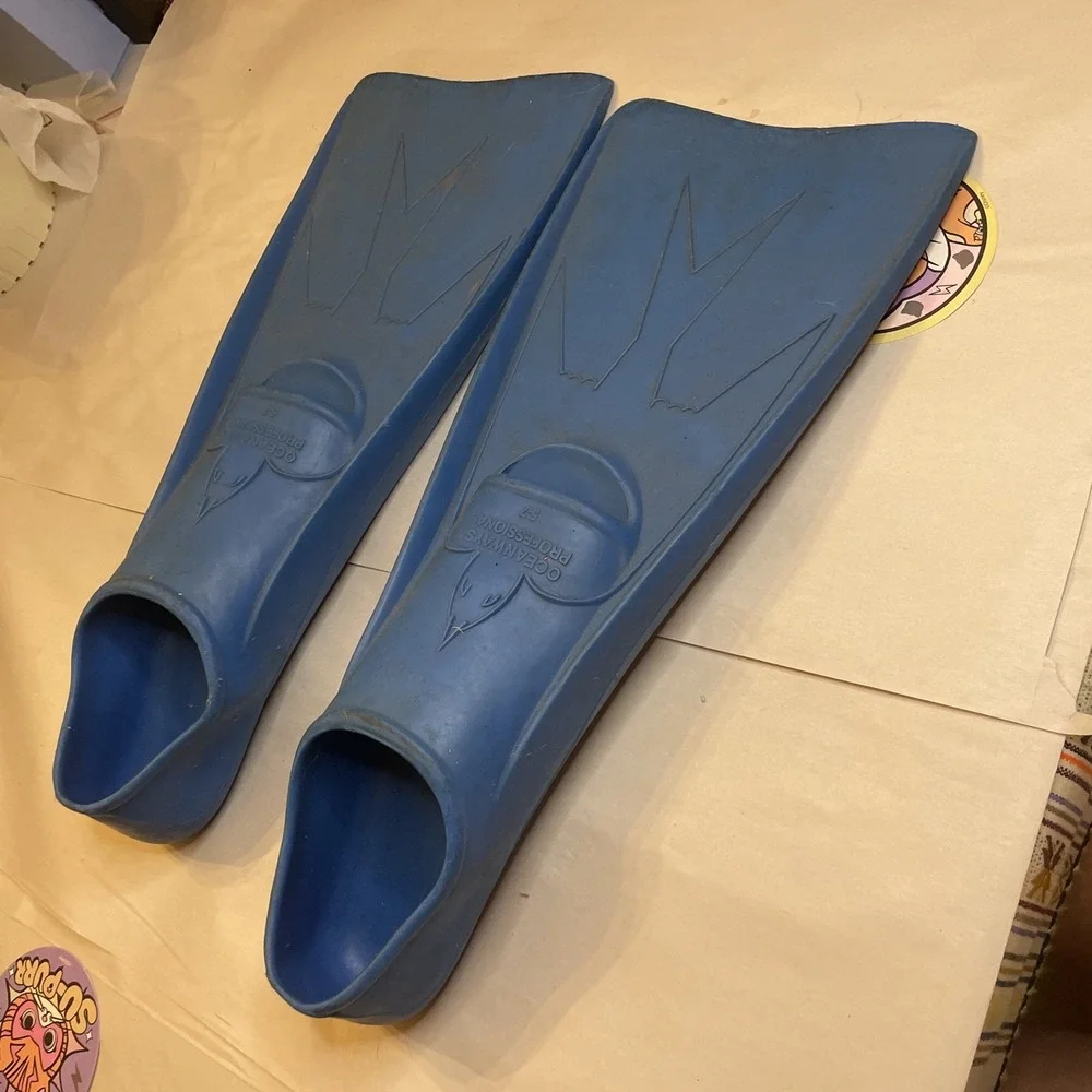 Swim Dive Fins |‎ Oceanways Professional 5-7 #472 | Made in USA Blue Rubber
